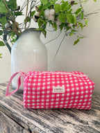 Hair Tool Bags - Pink White Checkered