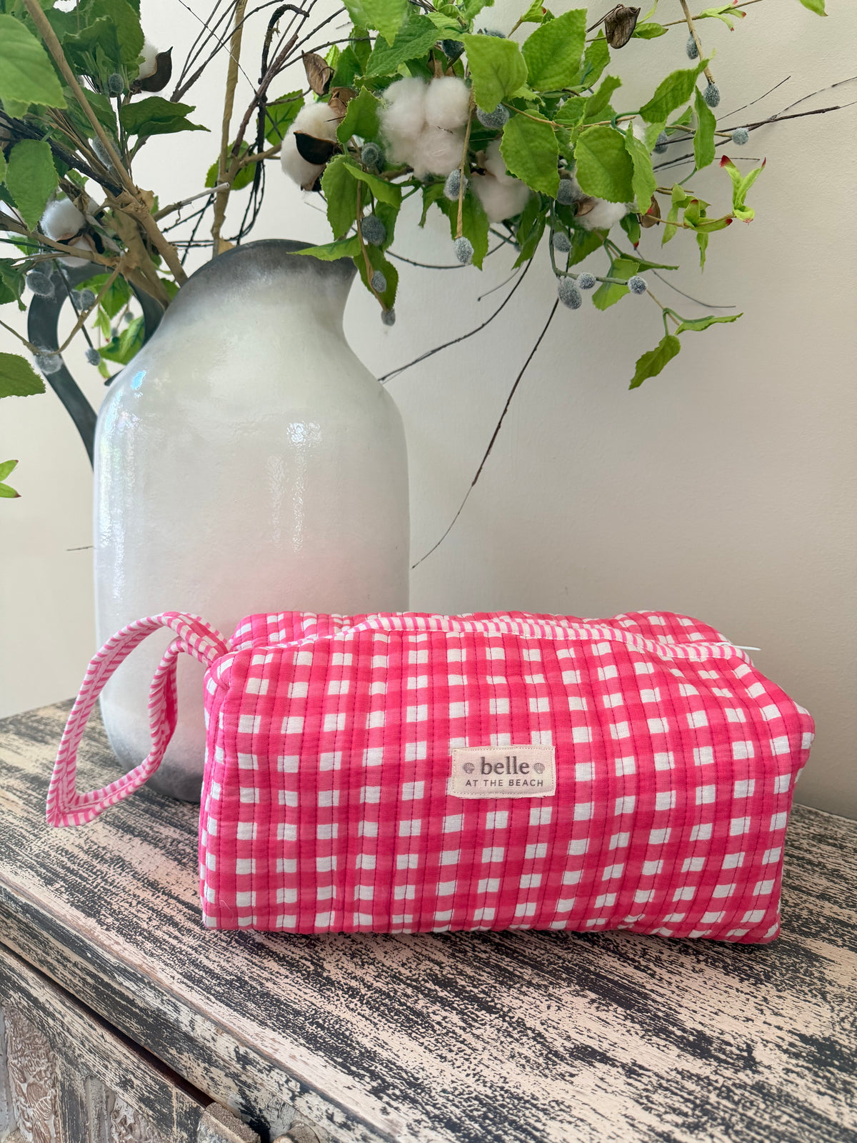 Hair Tool Bags - Pink White Checkered