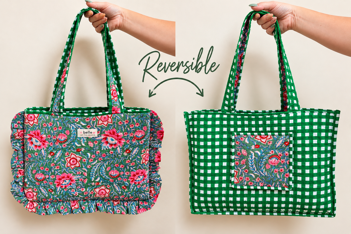 🌸💚 Reversible Ruffle Tote