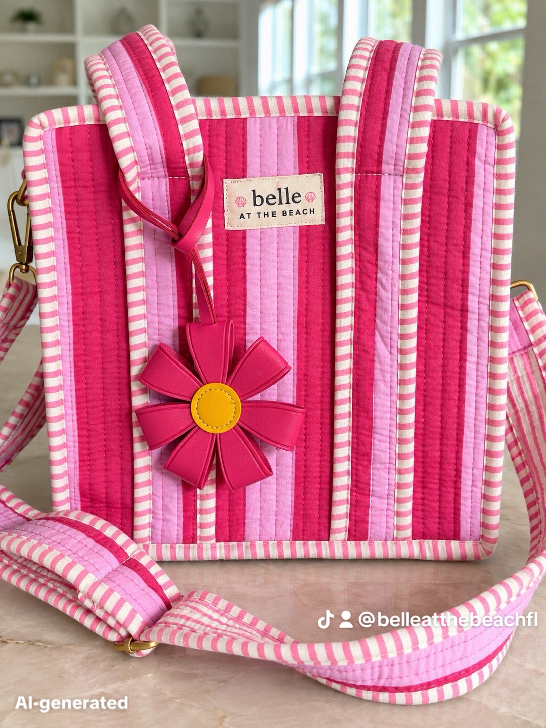 Pink Daisy Bag Charm