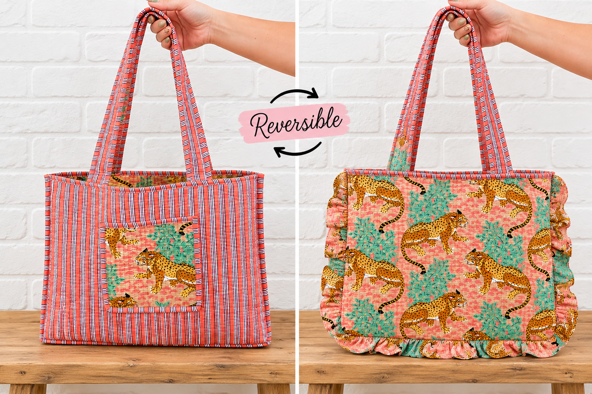 🌸 💛 Reversible Ruffle Tote Gold Leopard 💛 🌸