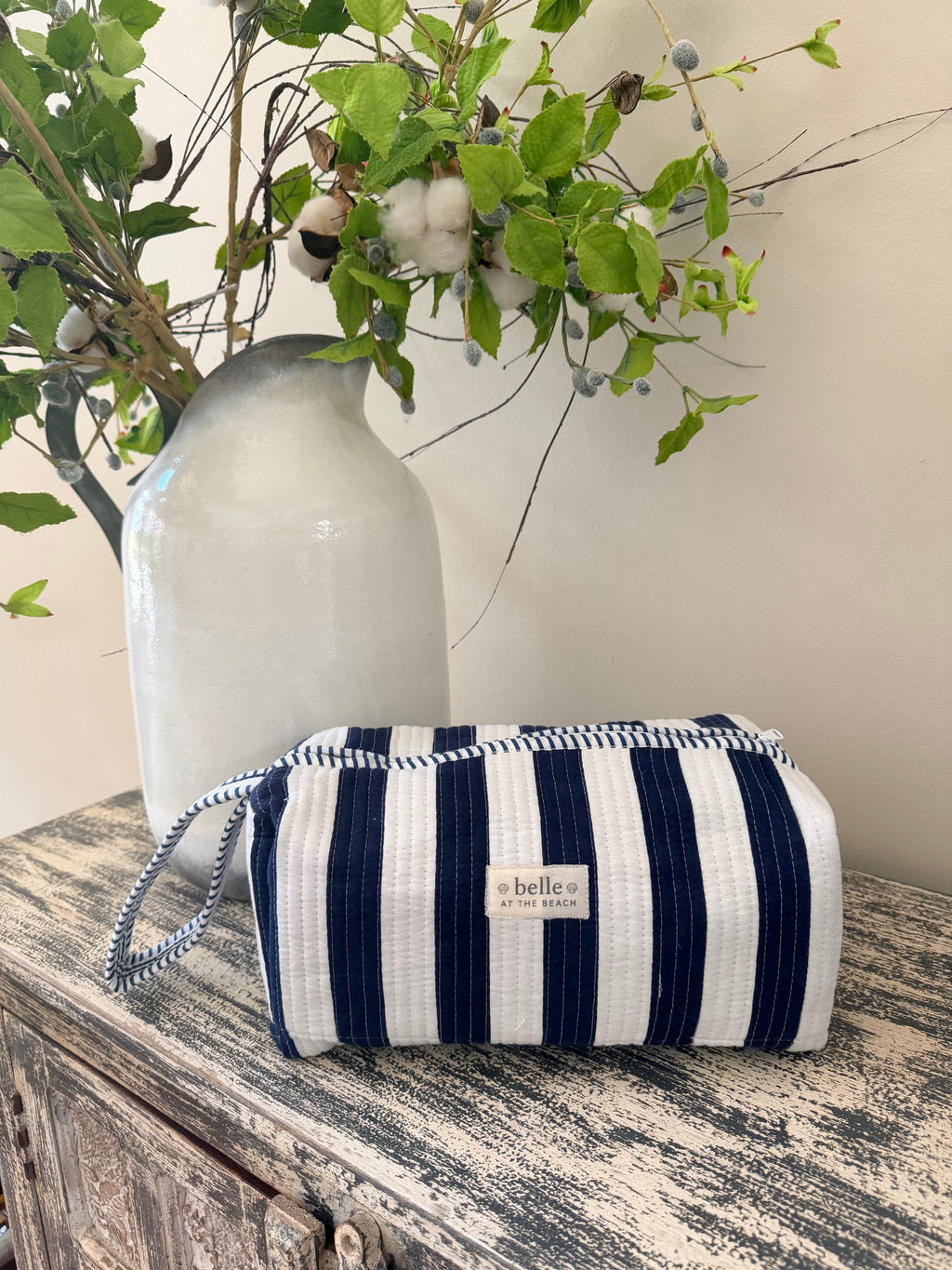 Hair Tool Bags - Navy & White Stripes
