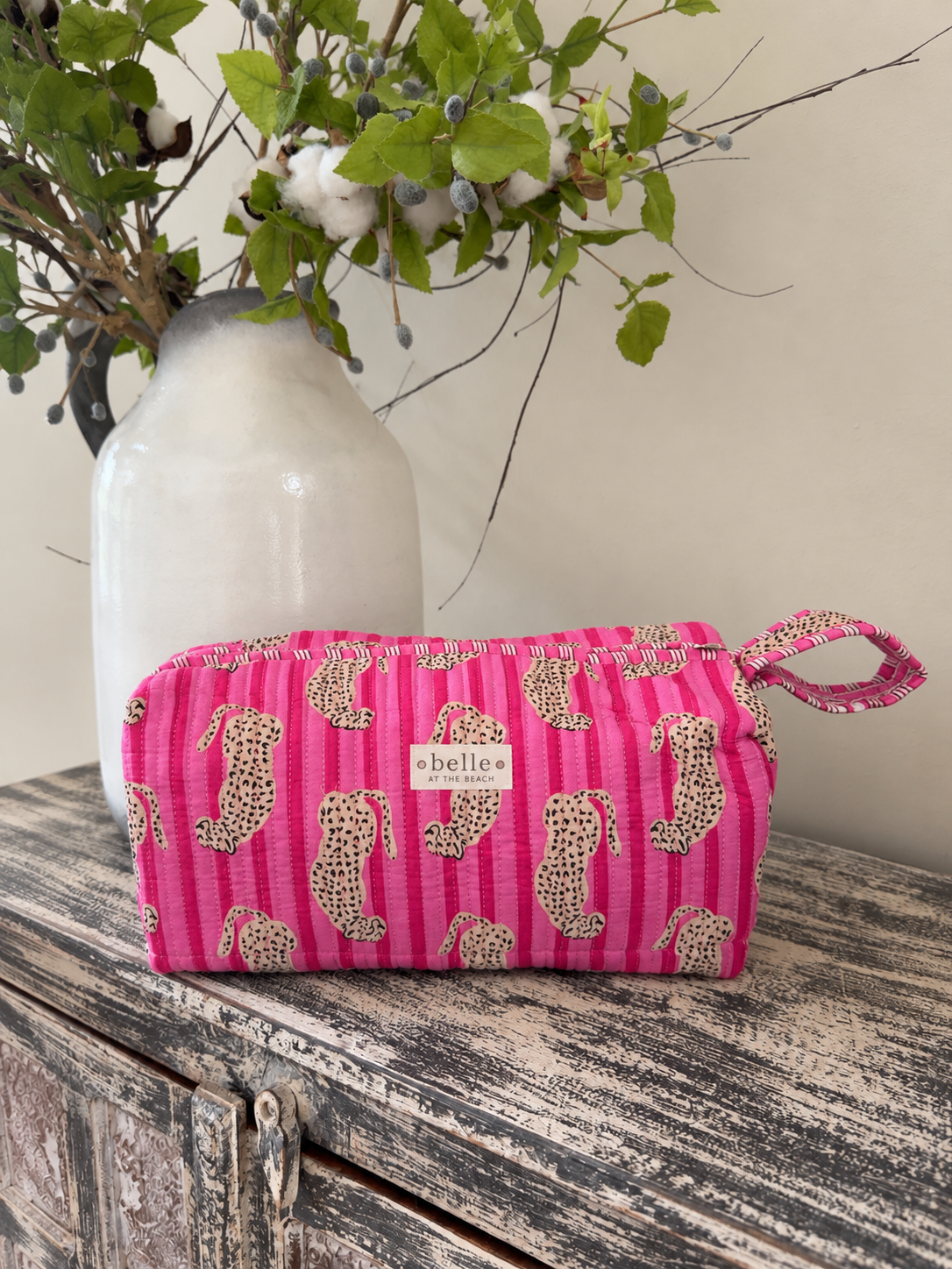 Hair Tool Bags - Pink Stripes Leopard
