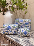 Set of 3 Makeup Bags - Navy floral