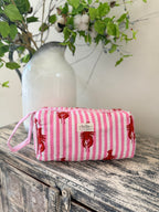 Hair Tool Bags - Pink White Stripe Lobster