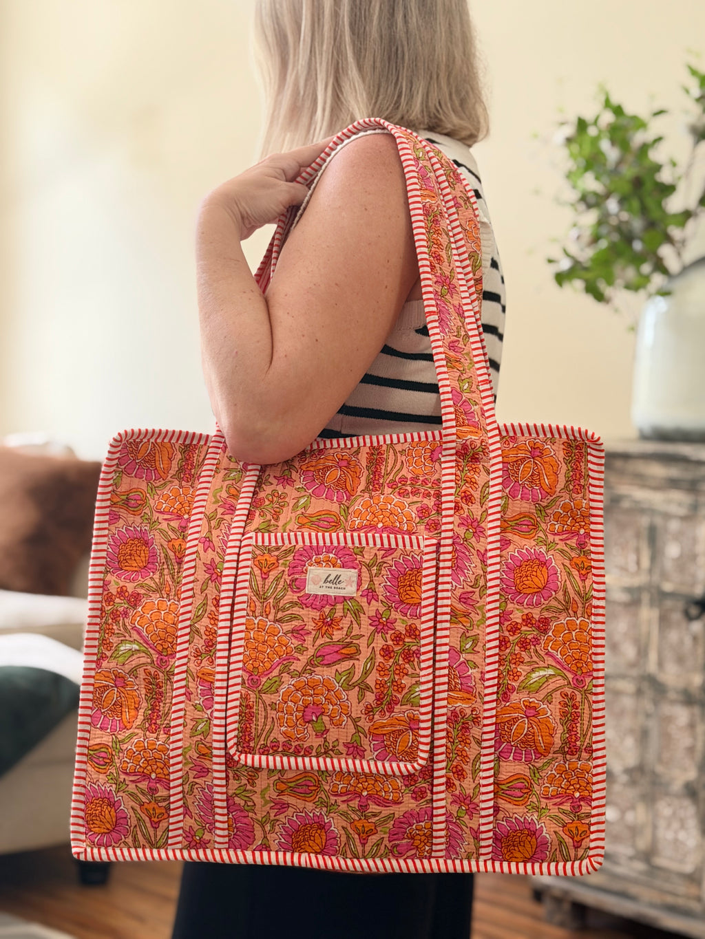 Maxi Compartment Tote - Orange Floral