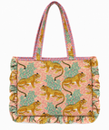 Gold Leopard Ruffle Tote