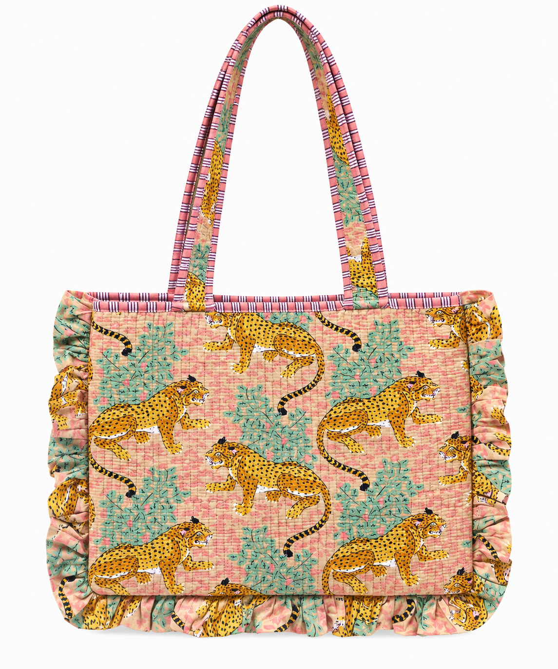 Gold Leopard Ruffle Tote