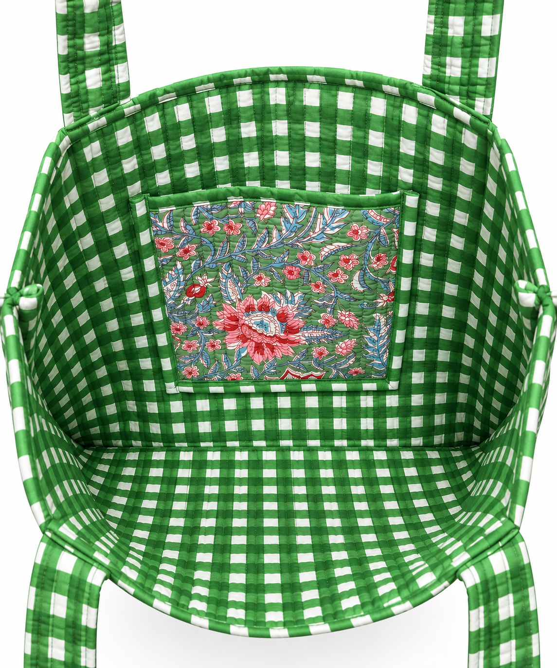Green Floral Ruffle Tote