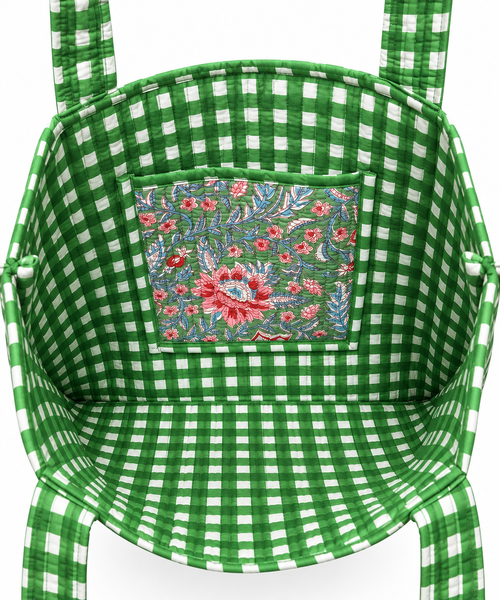 Green Floral Ruffle Tote