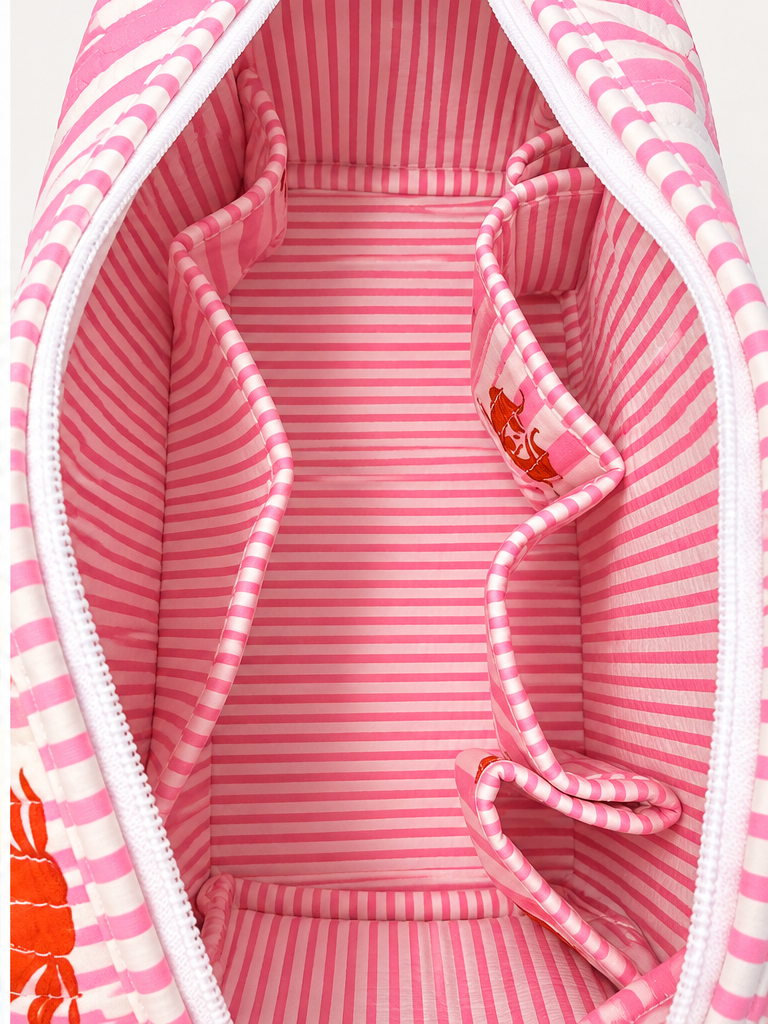 Hair Tool Bags - Pink White Stripe Lobster