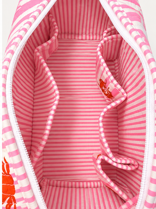 Hair Tool Bags - Pink White Stripe Lobster