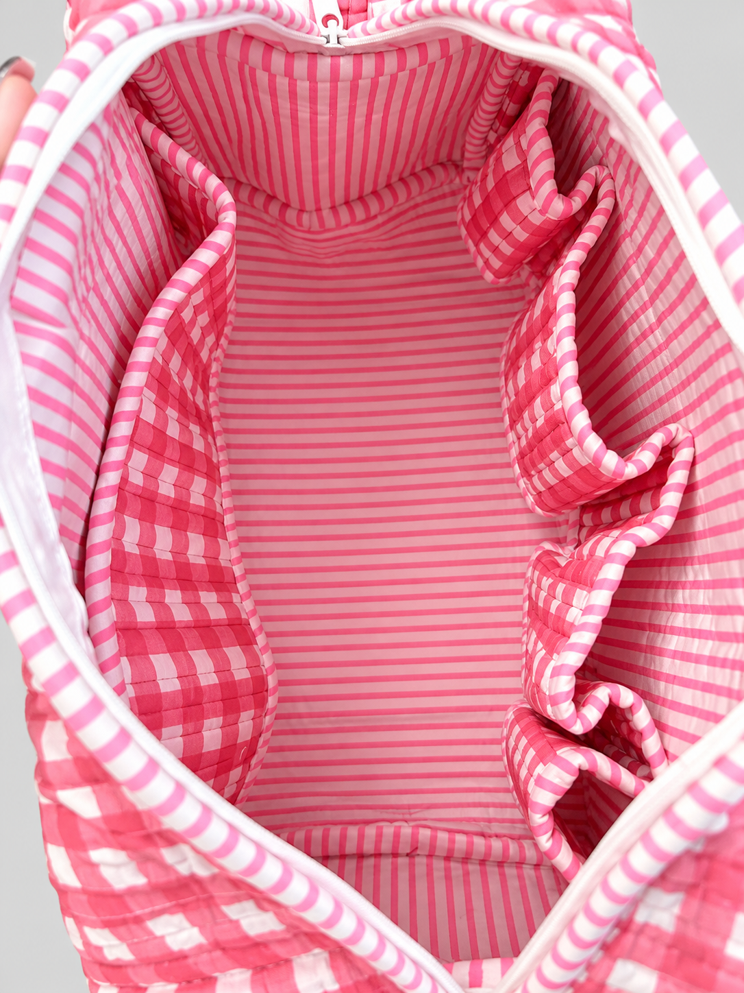 Hair Tool Bags - Pink White Checkered