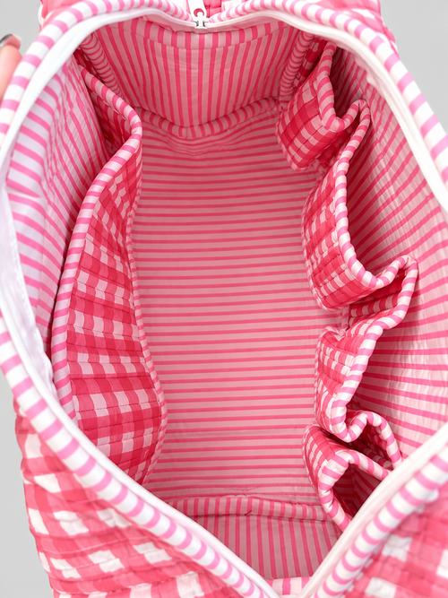 Hair Tool Bags - Pink White Checkered
