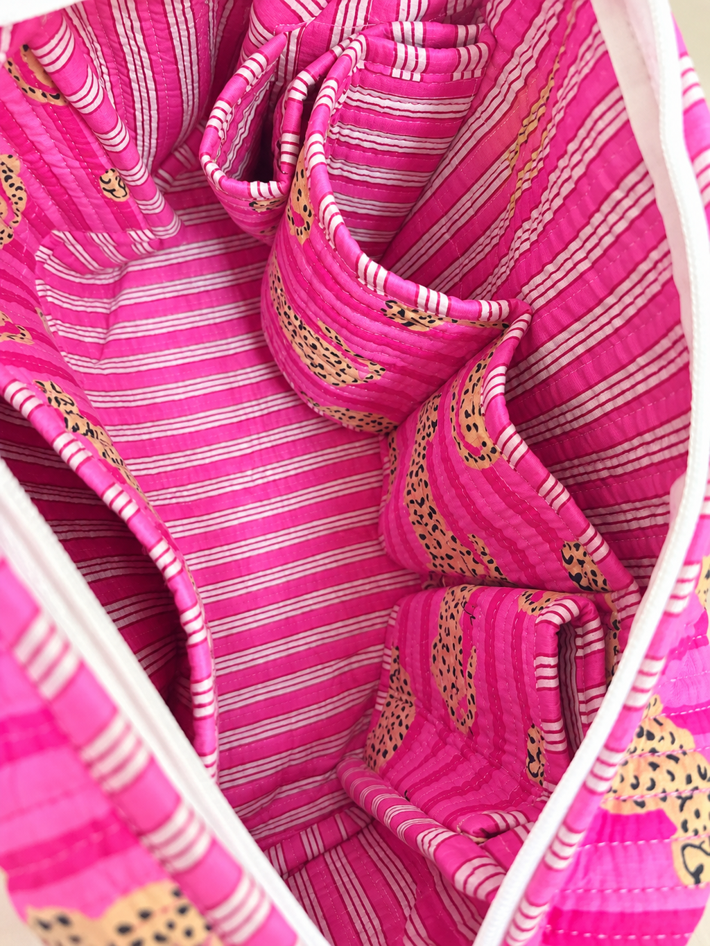 Hair Tool Bags - Pink Stripes Leopard