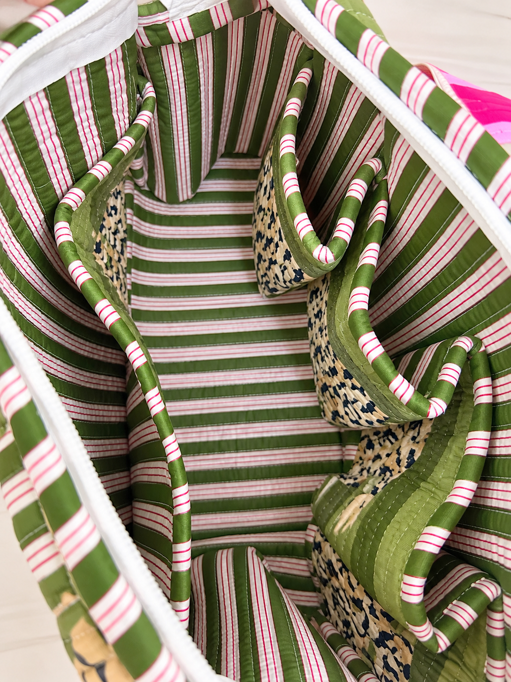 Hair Tool Bags - Green / Gold Striped Leopard