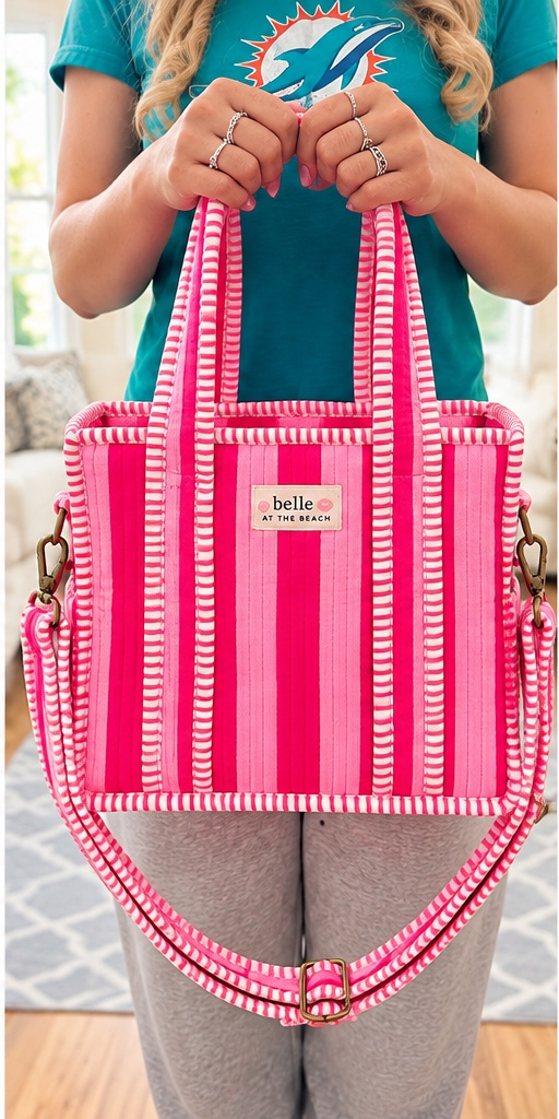 Mini Pink Stripe tote