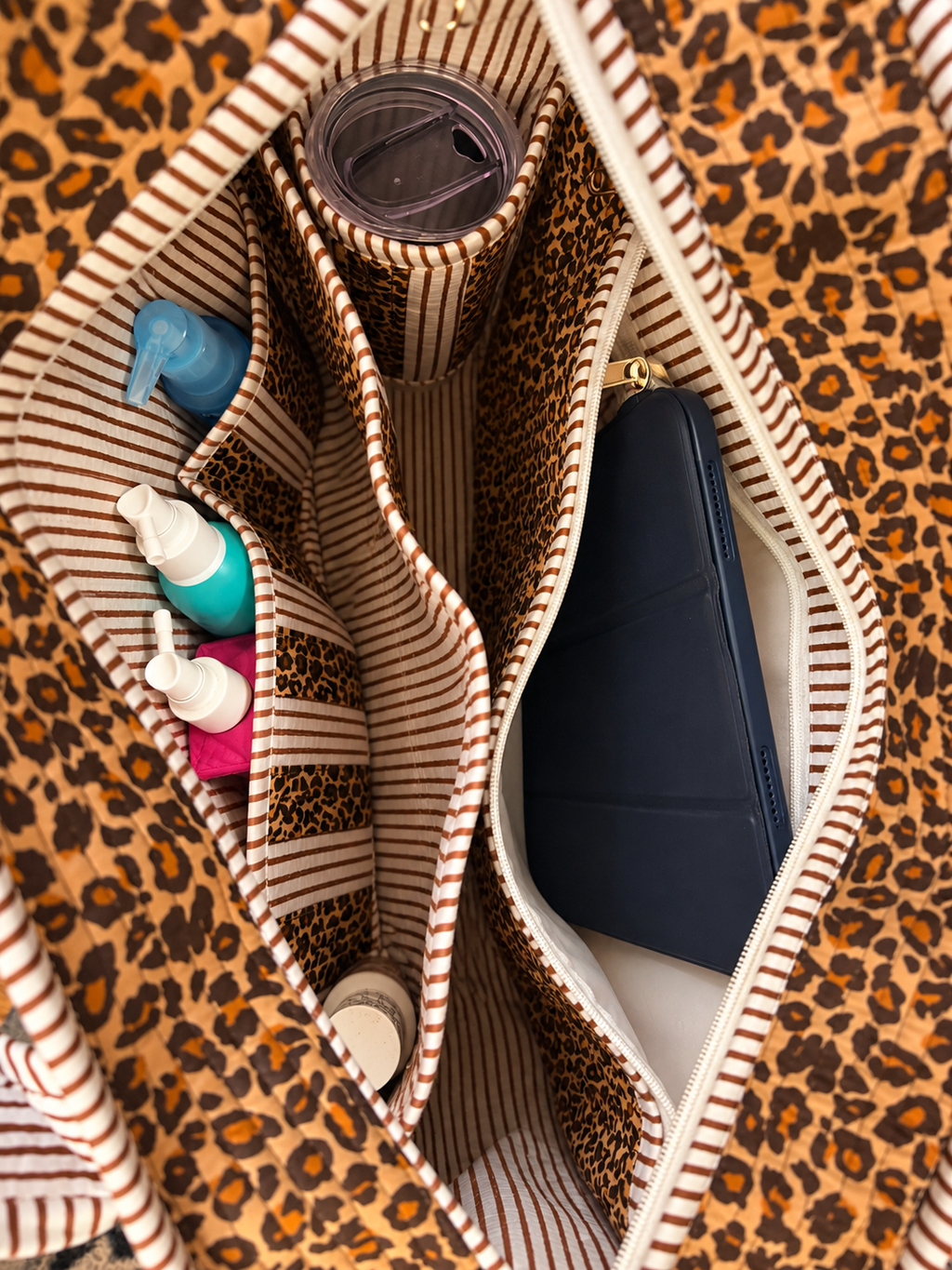 Maxi Compartment Tote - Leopard Print