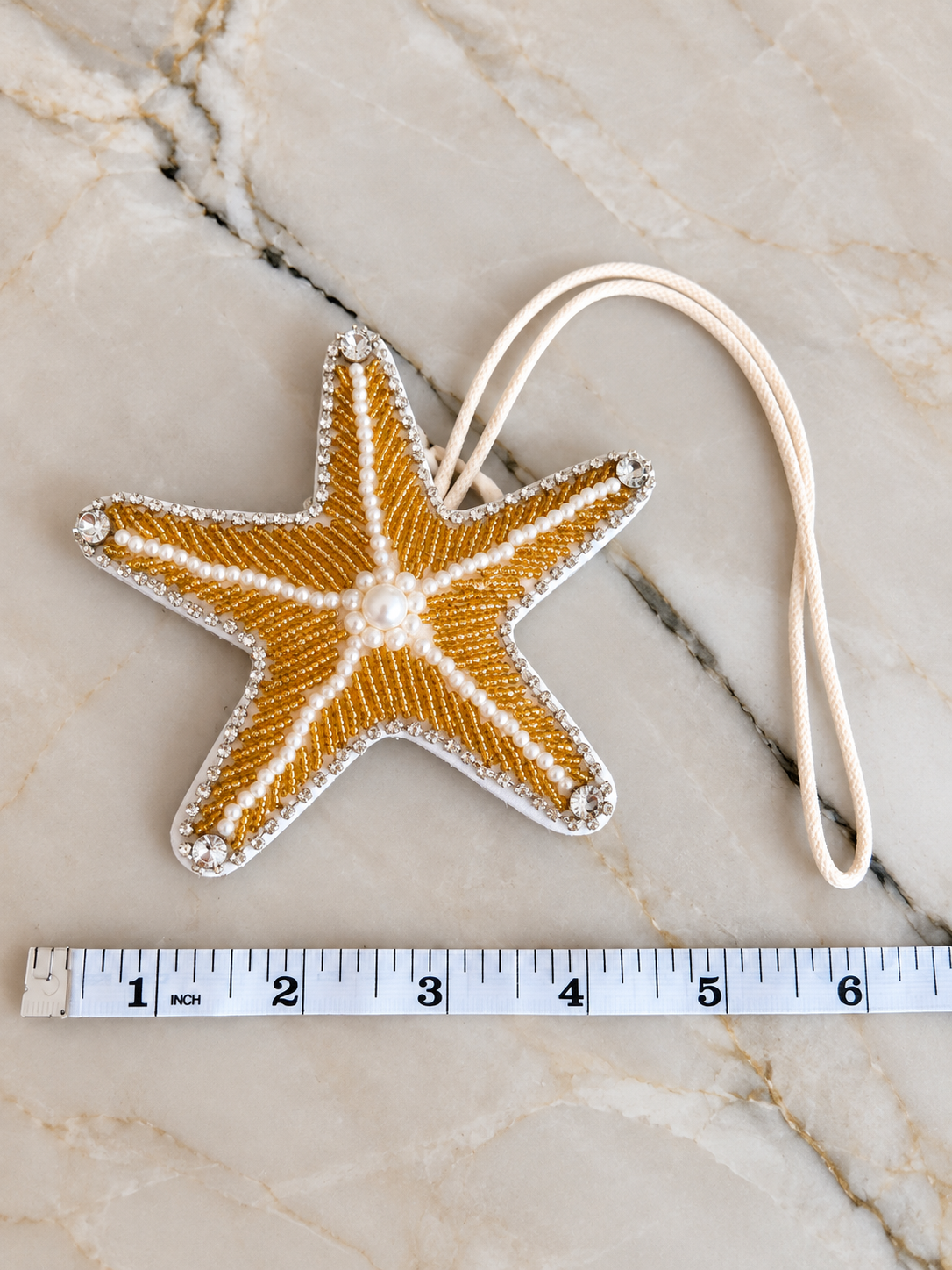 Gold Starfish Beaded Bag Charm