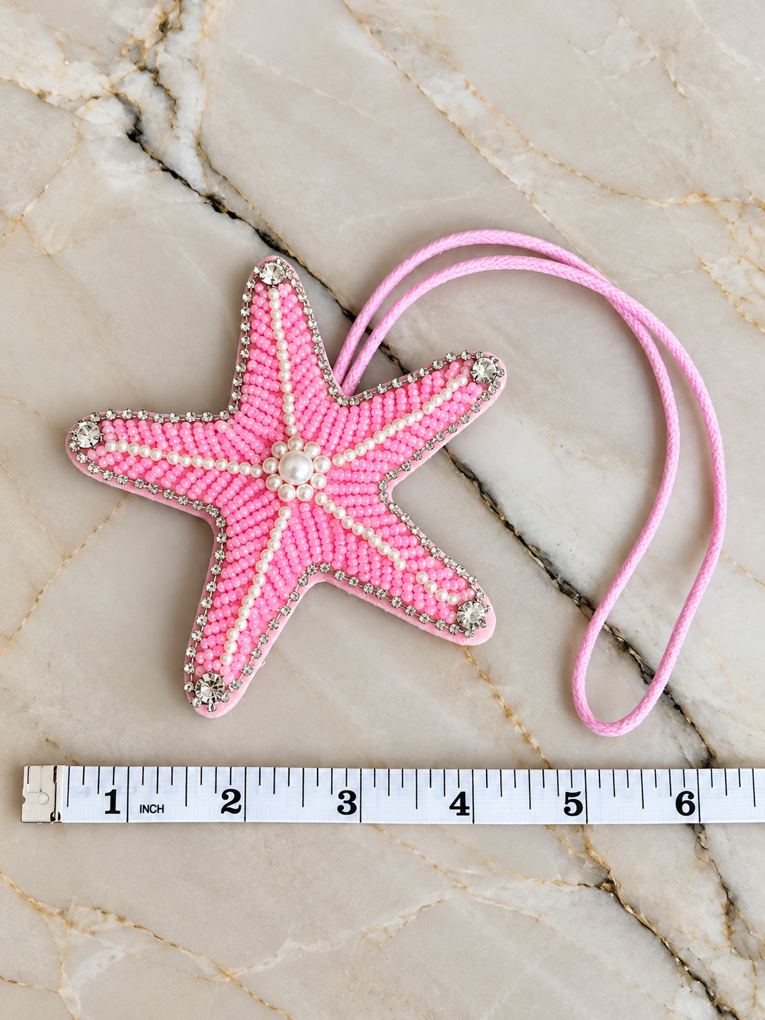 Pink Starfish Beaded Bag Charm