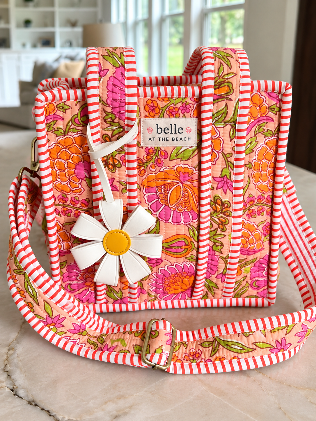 White  daisy Bag Charm