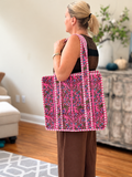 Pink floral - Large Tote Bag