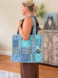 Blue Patchwork - Large Tote Bag