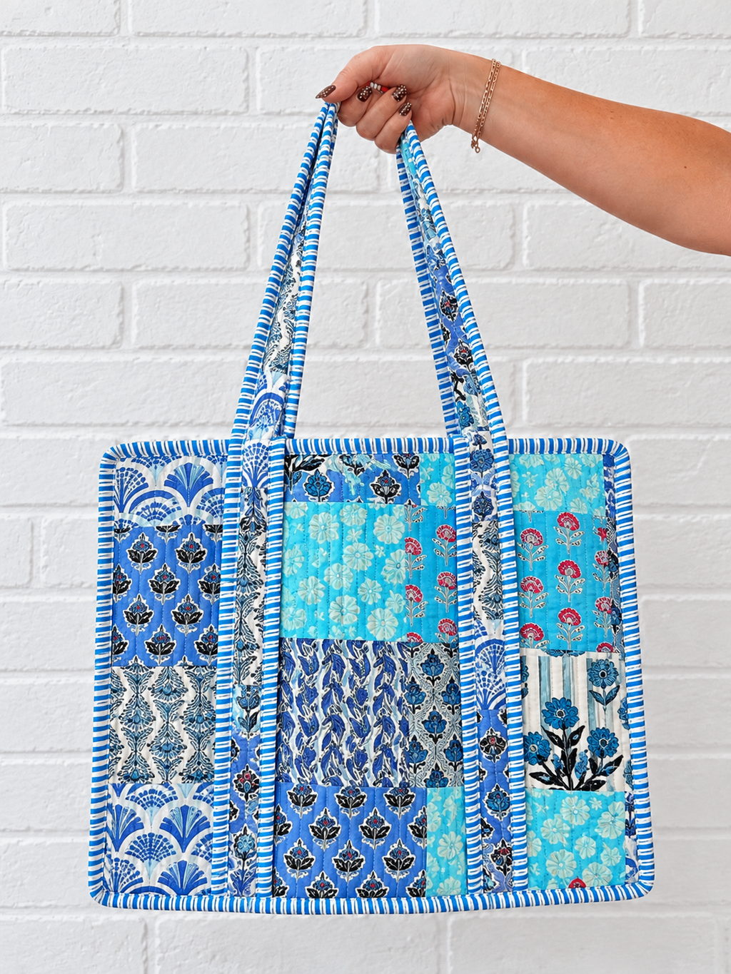 Blue Patchwork Tote