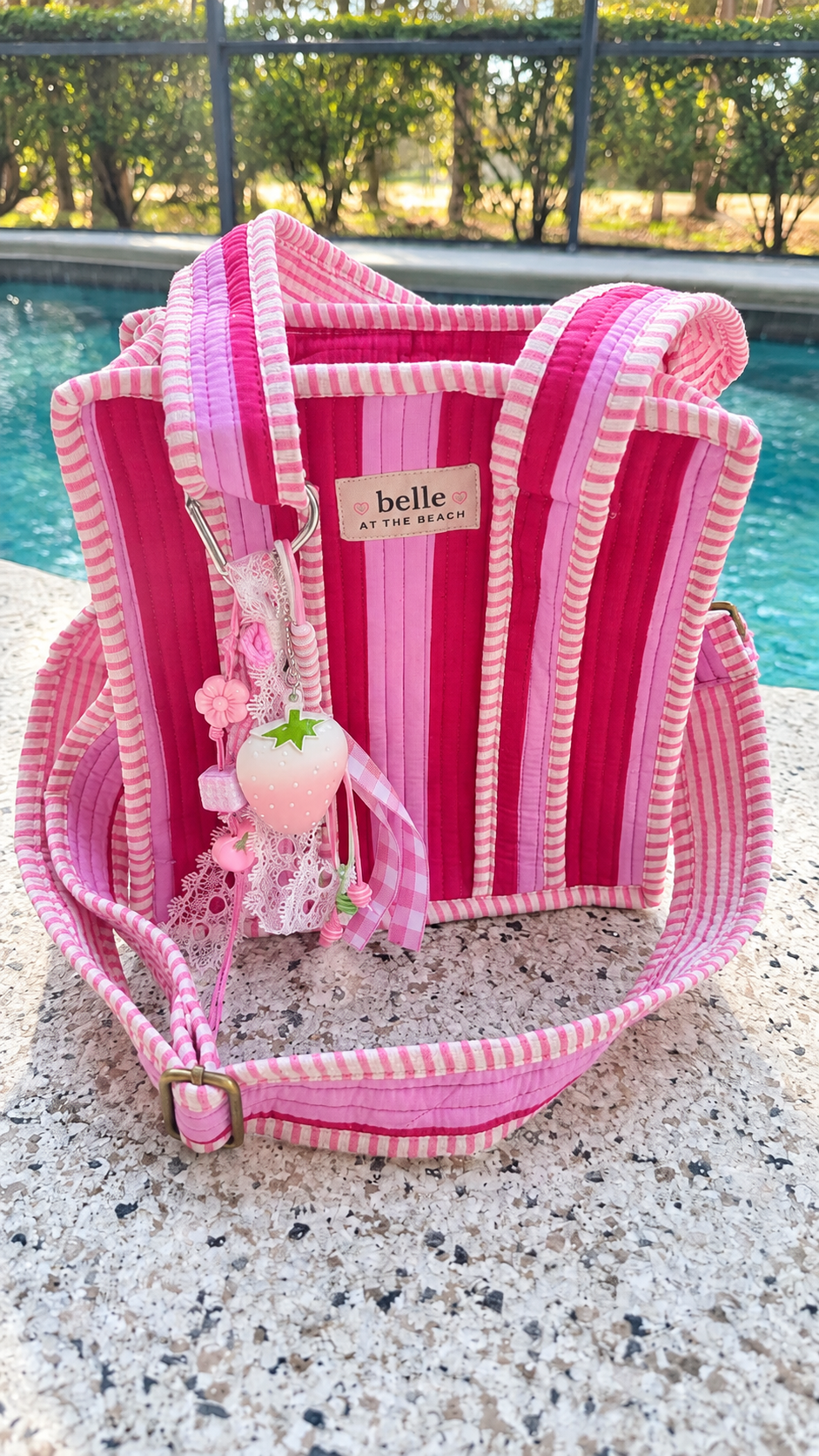 Pink Strawberry Bag Charm