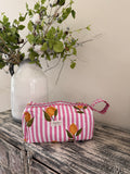 Hair Tool Bags - Pink / White Striped Lemons