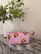 Hair Tool Bags - Pink / White Striped Lemons