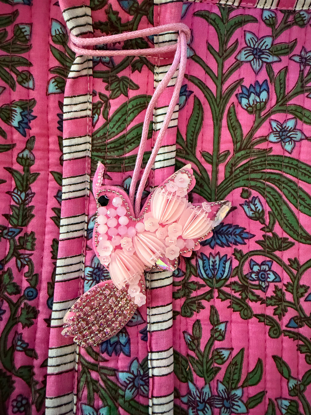 Pink Hummingbird Bag Charm
