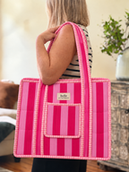 Maxi Compartment Tote - Pink Stripe