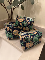 Navy Floral Makeup Bags (set of 3)